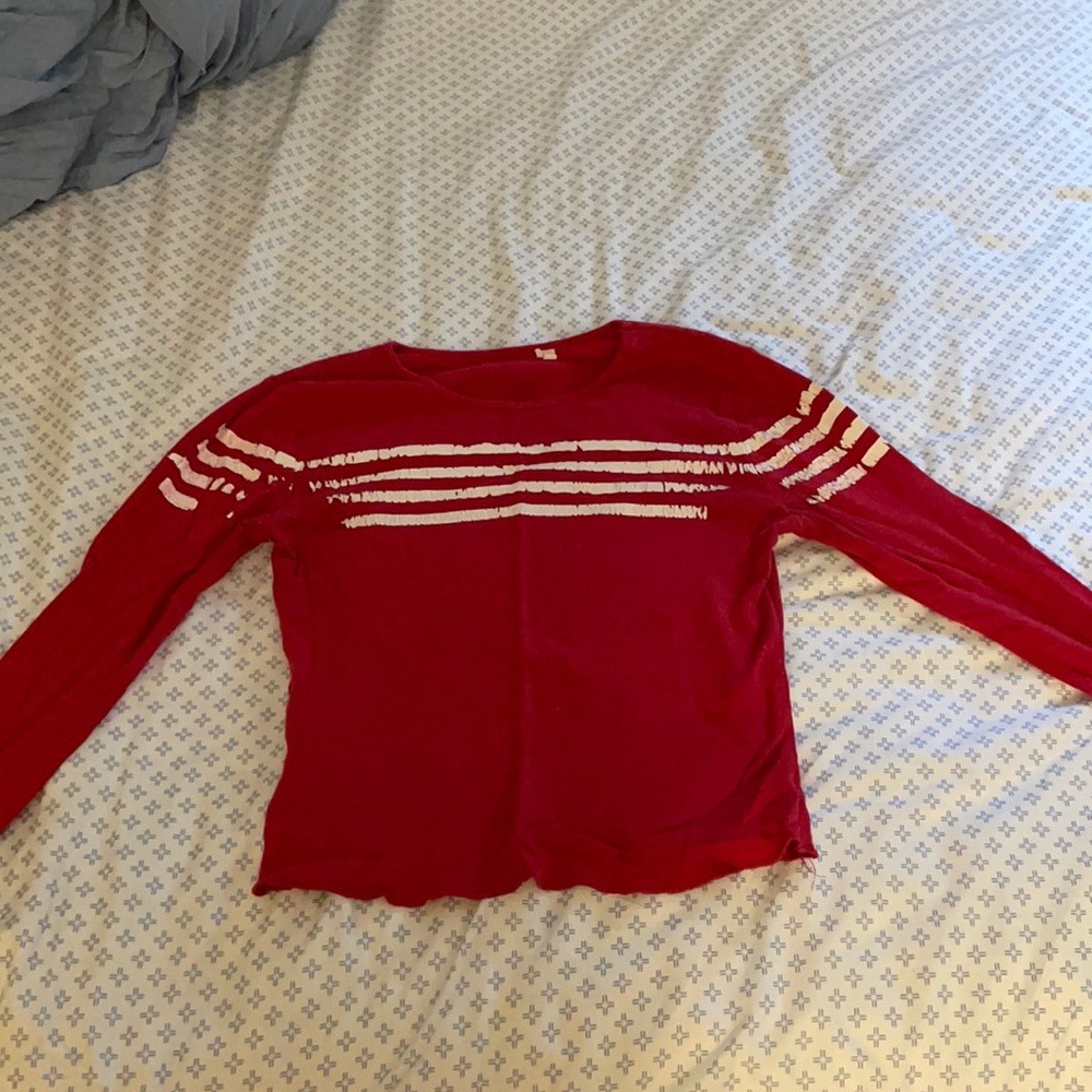 PAC sun Long Sleeve Red and White Stripped T shirt